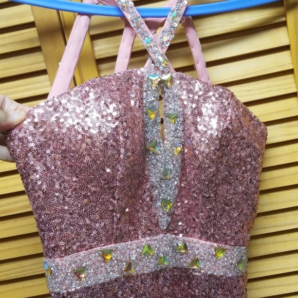 Sequence long pink formal dress - Picture 5 of 6